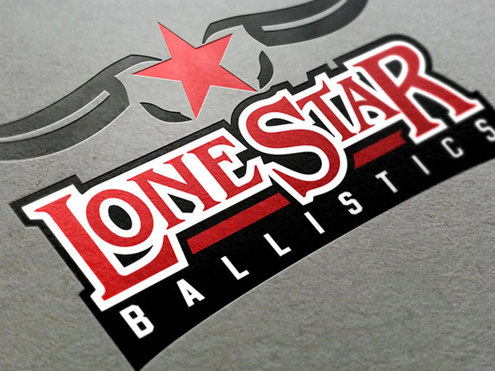 Precision logo design for Lone Star Ballistics by Dogs of Design – professional identity for advanced ballistics technology