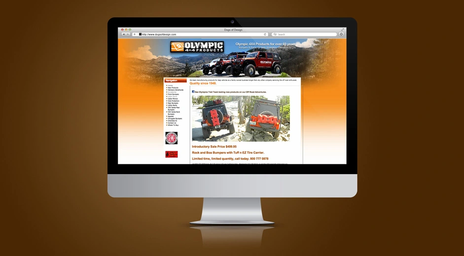 Olympic 4x4 Products logo and web design by dogsofdesign – rugged off-road branding for adventure and performance