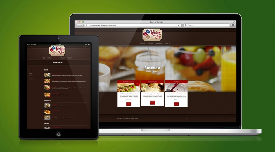 Rebekah's Cafe logo branding on web site by dogsofdesign – welcoming, approachable café identity integrated within web design