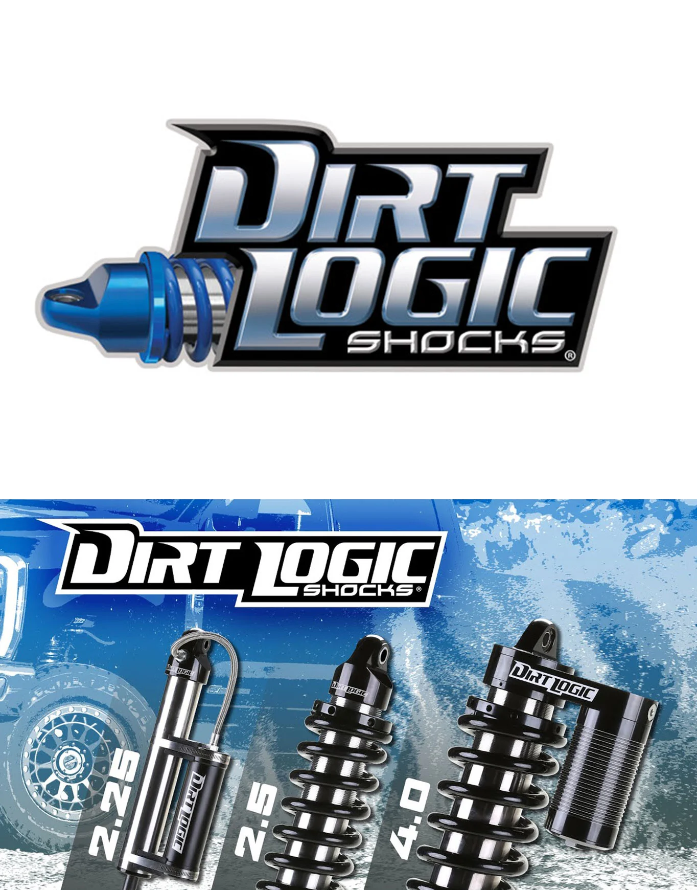 Fabtech Dirt Logic Shocks logo design by Dogs of Design – high-performance off-road branding for suspension systems
